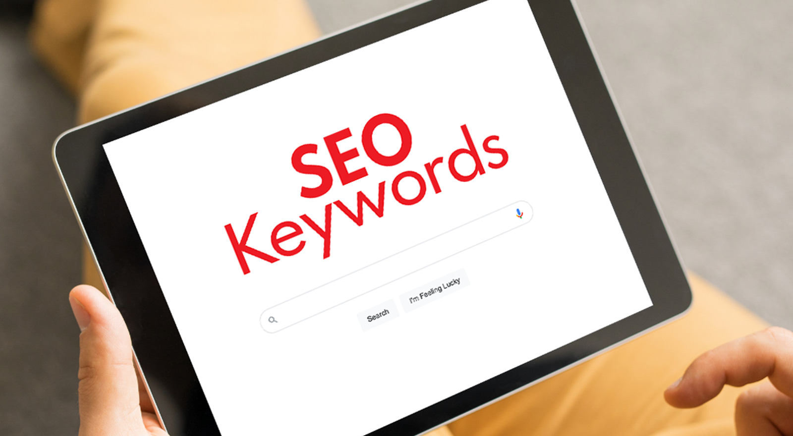 a table screen with the bold words SEO keywords - how to improve your seo with new content