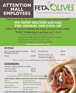 Feta & Olives Delivery In-Mall Delivery Service